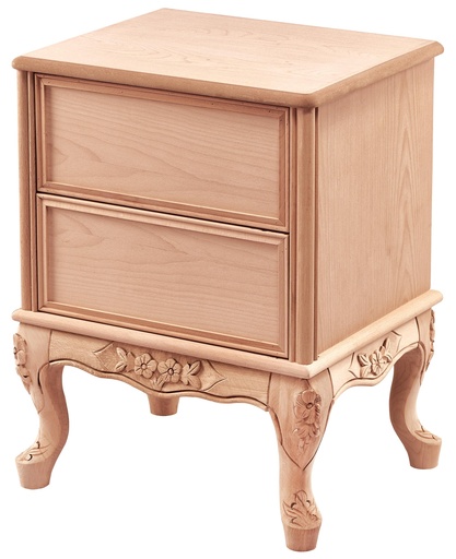 [6508S] Wooden bedside table with sculpture