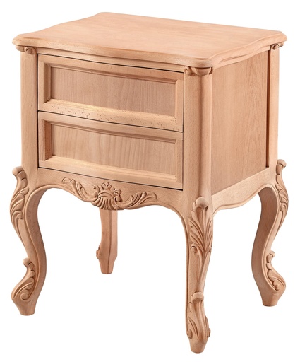 [6512S] Table de chevet en bois avec sculpture