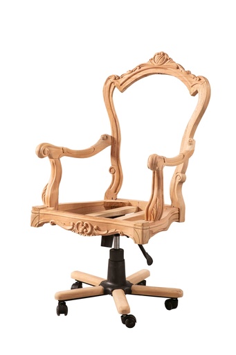 [2514N] Skeleton Wooden Office Chair with sculpture