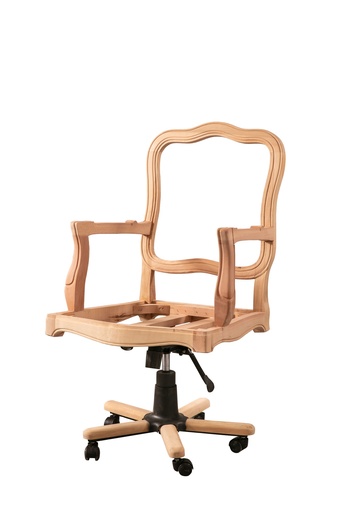 [424N] Squelette d'une chaise de bureau en bois