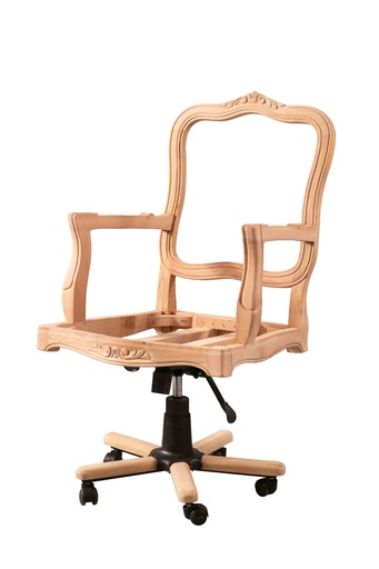 [2516N] Bürostuhl Skelett aus Holz mit Skulptur