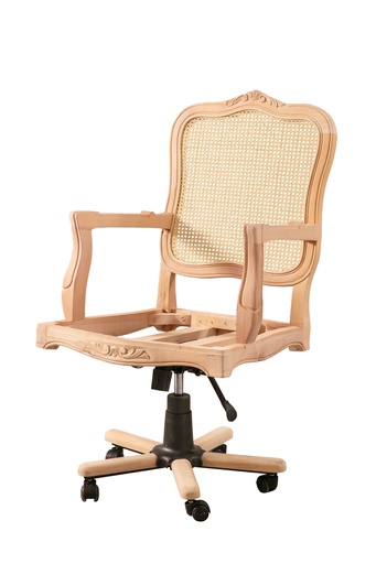 [2519N] Bürostuhl Skelett aus Holz mit Rattan und Skulptur