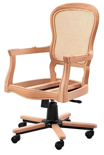 [4758S] Chaise de bureau en bois squelette avec rotin