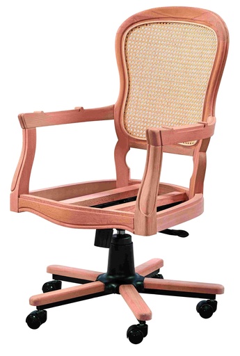 [DNR-104] Chaise de bureau en bois squelette avec rotin