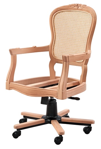 [4760S] SCHELET SCAUN BIROU DIN LEMN CU RATAN SI SCULPTURA