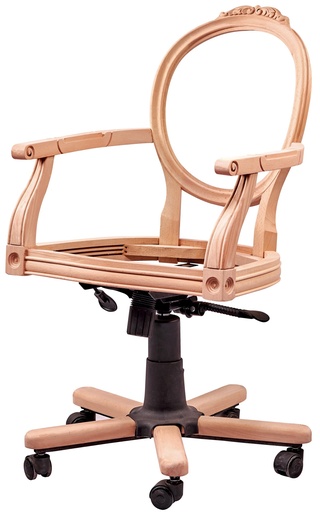 [4763S] Chaise de bureau en bois squelette avec sculpture