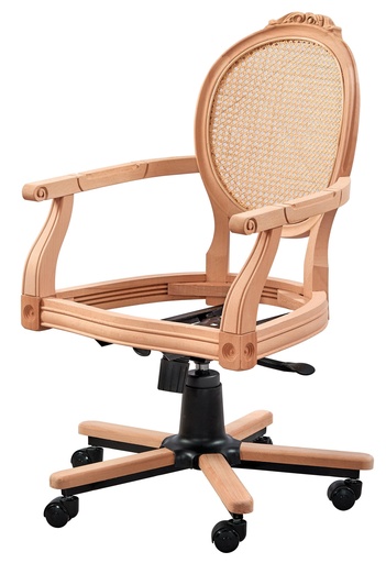 [4764S] SCHELET SCAUN BIROU DIN LEMN CU RATAN SI SCULPTURA