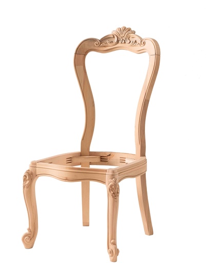 [2668N] Holzstuhlskelett mit Skulptur