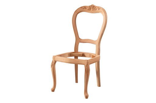 [212N] Chaise en bois squelette avec sculpture