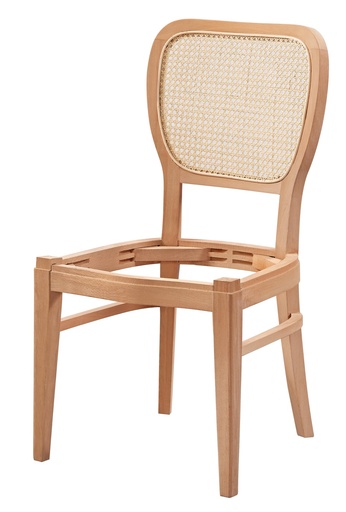 [4222S] Chaise en bois squelette avec rotin