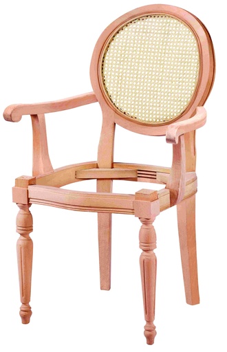 [SAN-120] Skeleton wooden chair with arms and rattan