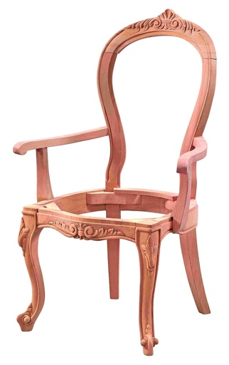 [SAN-132] Skeleton wooden chair with arms and sculpture