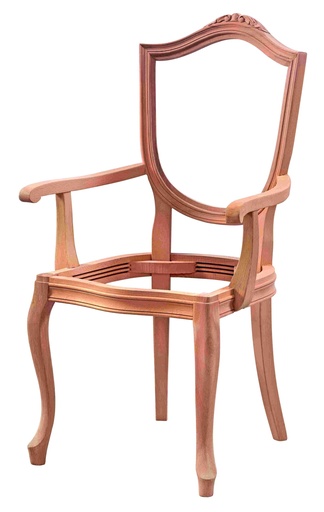 [SAN-136] Skeleton wooden chair with bars and sculpture