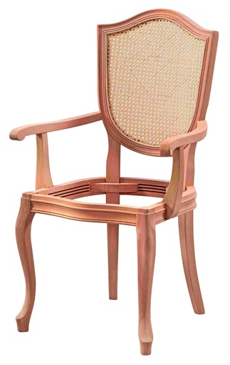 [SAN-138] Chaise en bois squelette avec bras et rotin