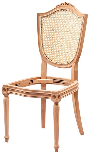 [4259S] Skeleton wooden chair with rattan and sculpture