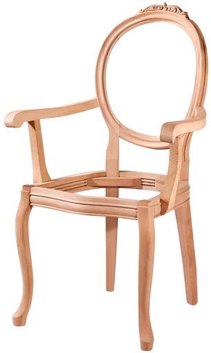 [4232S] Skeleton wooden chair with arms and sculpture