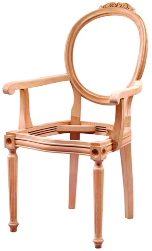 [SAN-160] Chaise en bois squelette avec bras et sculpture
