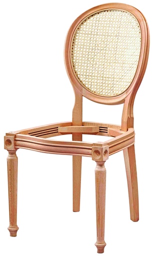 [SAN-161] Chaise en bois squelette avec rotin