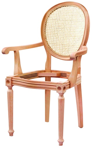 [SAN-162] Chaise en bois squelette avec bras et rotin
