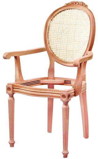 [SAN-164] Skeleton Wooden chair with arms, rattan and sculpture