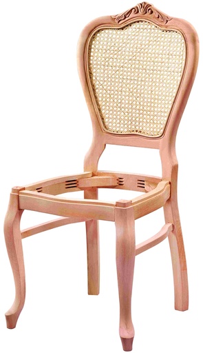 [SAN-171] Chaise en bois squelette avec rotin et sculpture