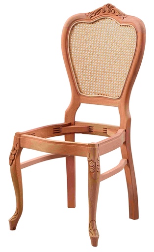 [SAN-175] Chaise en bois squelette avec rotin et sculpture