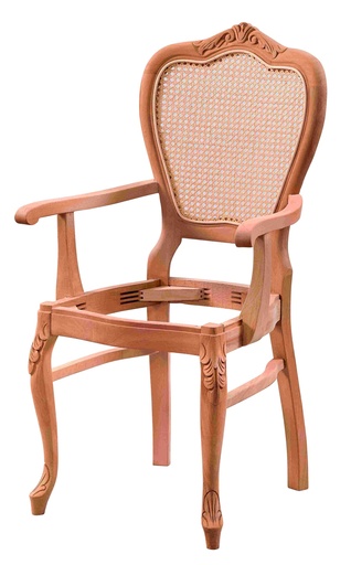 [SAN-176] Chaise en bois squelette avec bras, rotin et sculpture