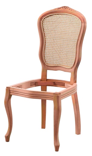 [SAN-187] Chaise en bois squelette avec rotin et sculpture