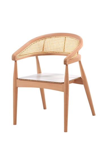 [4134S] Skeleton wooden chair with arms and rattan