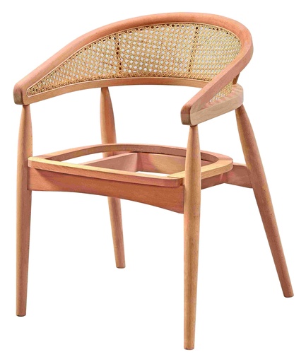 [SAN-226] Chaise en bois squelette avec bras et rotin