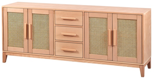 [5117S] Wooden servant with rattan