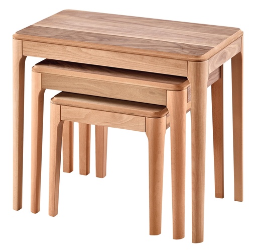 [5533S] Set von Holztischen mit Walnussfurnier