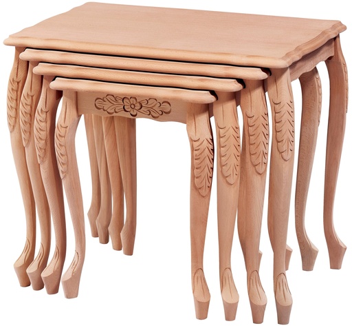 [5565S] Set von Holztischen mit Skulptur