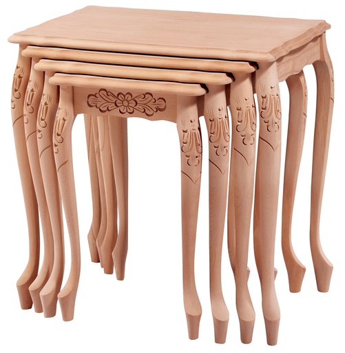 [5568S] Ensemble de tables en bois avec sculpture