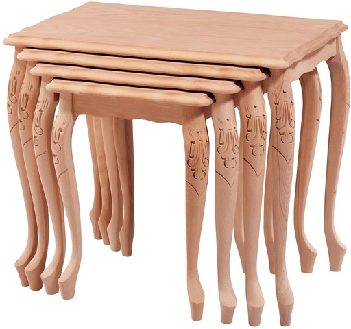 [5567S] Set of wooden tables with sculpture