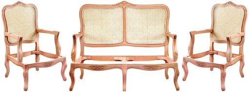 [4904S] SET CANAPEA+FOTOLII DIN LEMN CU RATAN SI SCULPTURA