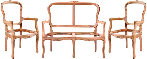 [4909S] SET CANAPEA+FOTOLII DIN LEMN CU SCULPTURA