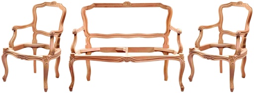 [4906S] SET CANAPEA+FOTOLII DIN LEMN CU SCULPTURA