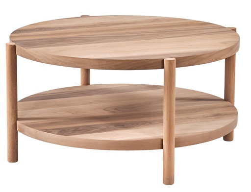 [5706S] MASUTA CAFEA ROTUNDA DIN LEMN CU FURNIR DE NUC