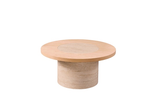 [5528N] MASUTA CAFEA ROTUNDA DIN LEMN SI MDF INFOLIAT