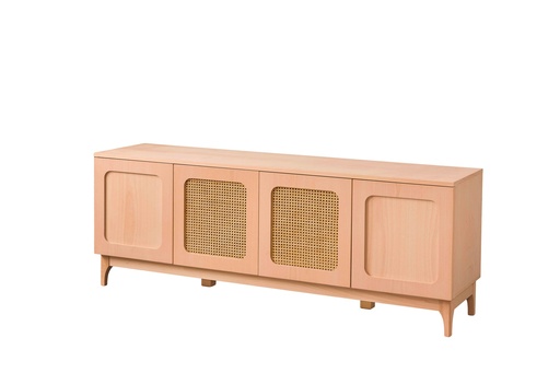 [3517N] COMODA TV DIN LEMN CU RATAN