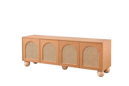 [3529N] COMODA TV DIN LEMN SI MDF CU RATAN