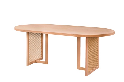 [2110N] MASA OVALA FIXA DIN LEMN CU RATAN