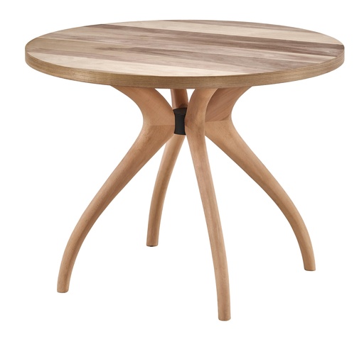 [2394S] MASA ROTUNDA FIXA DIN LEMN CU FURNIR DE NUC