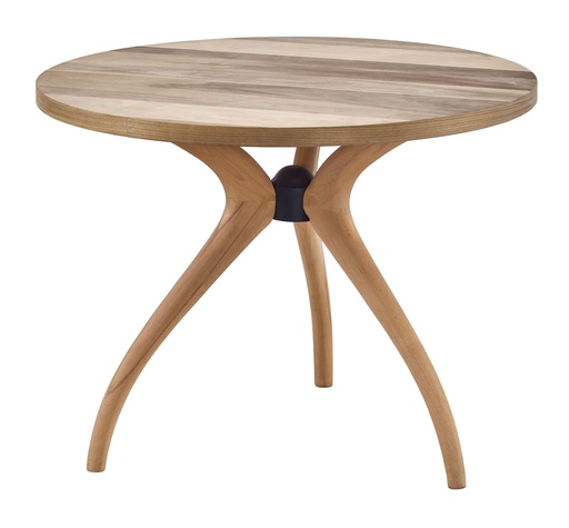 [2406S] MASA ROTUNDA FIXA DIN LEMN CU FURNIR DE NUC