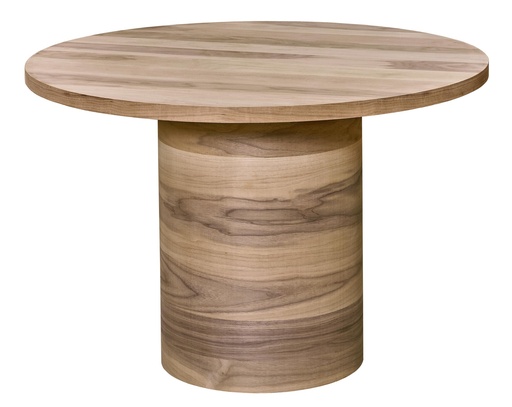 [2553S] MASA ROTUNDA FIXA DIN LEMN CU FURNIR DE NUC